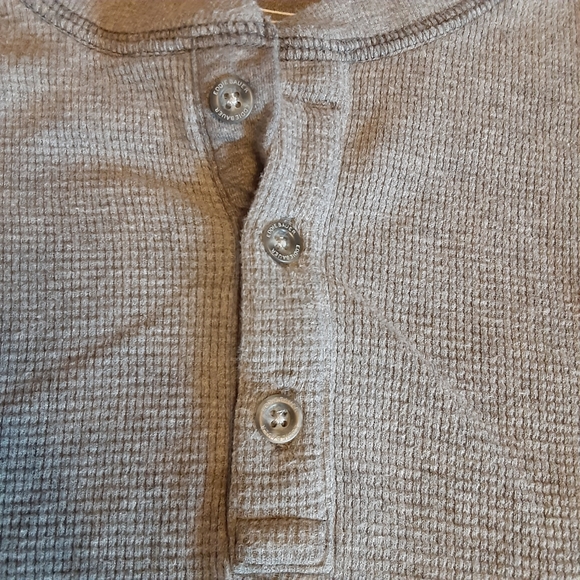 EDDIE BAUER THERMAL WAFFLE KNIT HENLEY in Light Heather Gray MENS SIZE 2XL. - Picture 10 of 13
